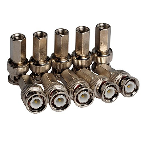 Conwork BNC Male Compression Coax Connectors RG6 / RG60 Twist-On Pack of 10 Pcs