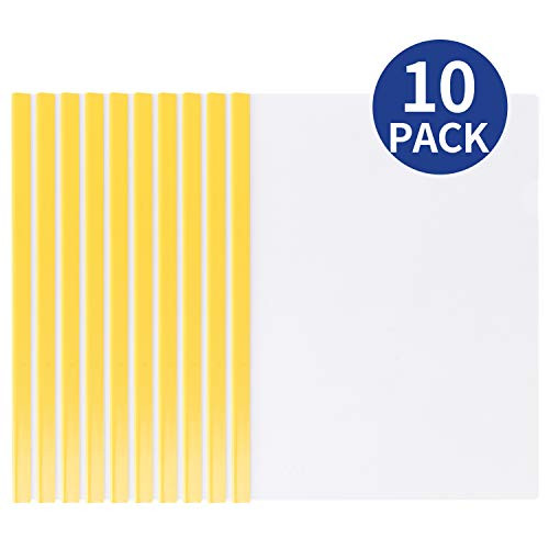 Deli 10 Pack Sliding Bar Clear Report Covers, Transparent Resume Presentation File Folders Organizer Binder for A4 Size Paper, Yellow