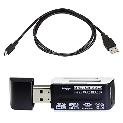 Excelshoots USB Cable Works for Canon Powershot ELPH 180 Digital Camera + Card Reader