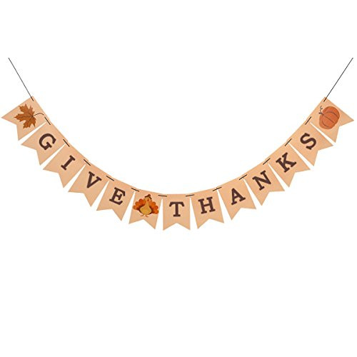 Konsait Give Thanks Hanging Banner Thanksgiving Party Pennant Bunting Garland Give Thanks Bunting Maple Leaf Banner Paper for Happy Thanksgiving Day Celebration Home Decoration Party Favors