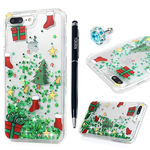 Compatible for iPhone 7 Plus Case, iPhone 8 Plus Case, Liquid Bling Glitter Sparkle 3D Cute Star Transparent Flowing Floating Quicksand Box Clear Slim Soft TPU Cover for iPhone 7/8 Plus