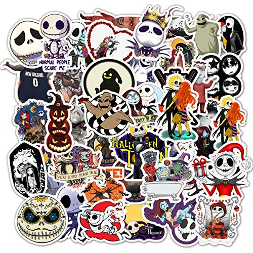 Halloween Theme Stickers Laptop Stickers The Nightmare Before Christmas and Tim Burton's Sticker Waterproof Bike Skateboard Luggage Decal Graffiti Patches Decal 50 PCS (The Nightmare Before Christmas)