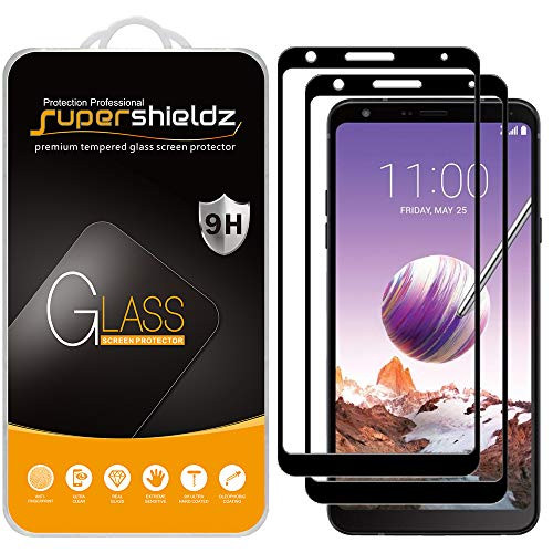 (2 Pack) Supershieldz for LG Stylo 4 Tempered Glass Screen Protector, (Full Screen Coverage) Anti Scratch, Bubble Free (Black)