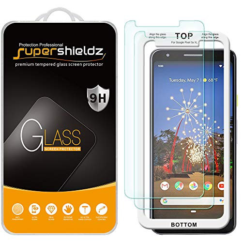 (2 Pack) Supershieldz for Google (Pixel 3a XL) Tempered Glass Screen Protector with (Easy Installation Tray) Anti Scratch, Bubble Free