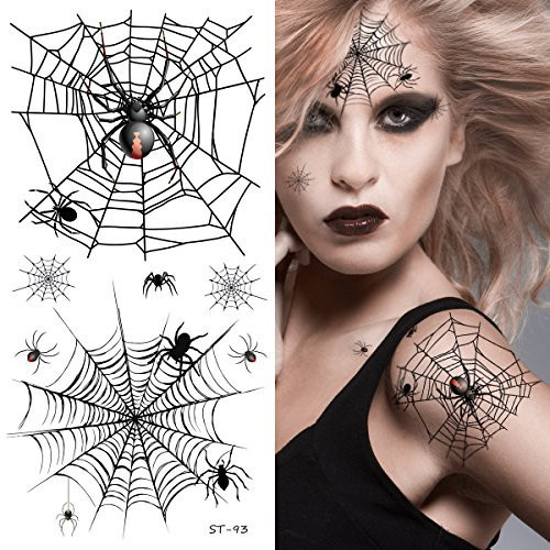 Supperb Temporary Tattoos - Horror Cobweb Spider Web II Halloween Tattoos