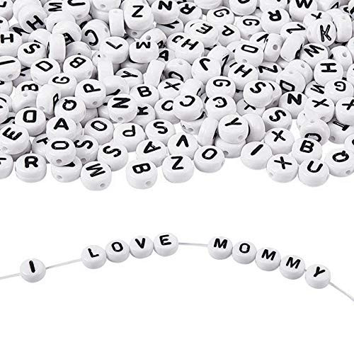 TOAOB 800 Pieces White Round Acrylic Alphabet Beads Letter A to Z Beads 4x7mm for DIY Jewelry Making Bracelets Necklaces Key Chains TOAOB 800 Pieces White Round Acrylic Alphabet Beads Letter A to Z Beads 4x7mm for DIY Jewelry Making Bracelets Necklaces Key Chains