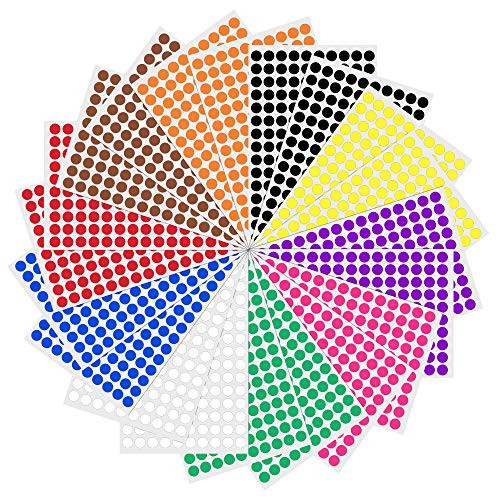 3000 Pack, 0.375" Round Color Coding Circle Dot Sticker Labels - 10 Assorted Colors