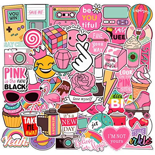 Cute VSCO Girl Stickers Laptop Cartoon Waterproof Vinyl Water Bottle Computer Notebook Car Skateboard Motorcycle Bicycle Luggage Guitar Bike Decal 50pcs Pack