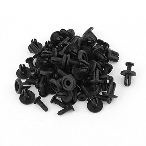XMHF 100pcs 7mm Hole Push-Type Retainer Fasteners Clips Plastic Rivet Black