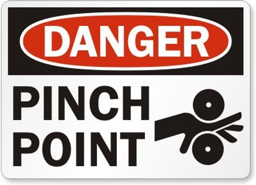 SmartSign Adhesive Vinyl OSHA Safety Sign, Legend "Danger: Pinch Point", 3.5" high x 5" wide, Black/Red on White SmartSign Adhesive Vinyl OSHA Safety Sign, Legend "Danger: Pinch Point", 3.5" high x 5" wide, Black/Red on White