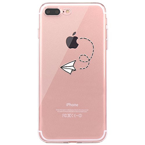 JAHOLAN iPhone 7 Plus Case, iPhone 8 Plus Case Amusing Whimsical Design Clear TPU Soft Case Rubber Silicone Skin Cover for iPhone 7 Plus iPhone 8 Plus - Paper Airplane