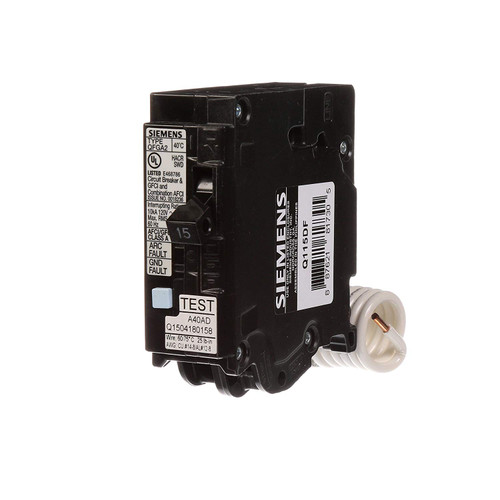 Siemens Q115DF  15-Amp Afci/Gfci Dual Function Circuit Breaker, Plug on Load Center Style