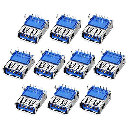 uxcell PCB USB Connector Type-A 3.0 Female Jack 9 Pin Bend Foot 90 Degree 10pcs