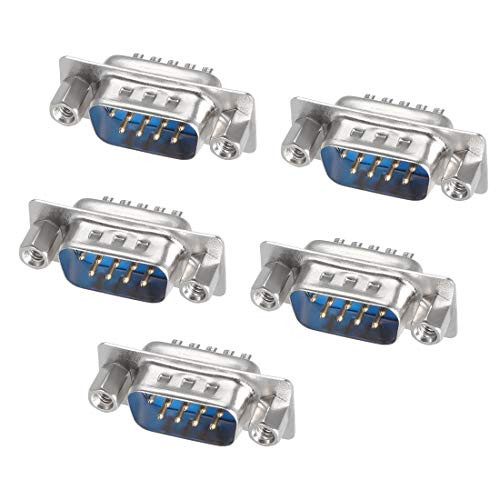 uxcell D-sub Connector Male Plug 9-pin 2-Row Port Terminal Breakout for Mechanical Equipment CNC Computers Blue Pack of 5