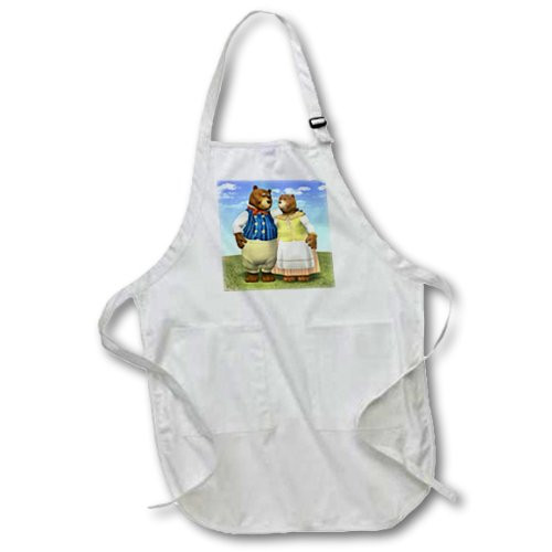 3dRose Papa and Mama Bear - Full Length Apron, 22 by 30-Inch, White, with Pockets (apr_53335_1)