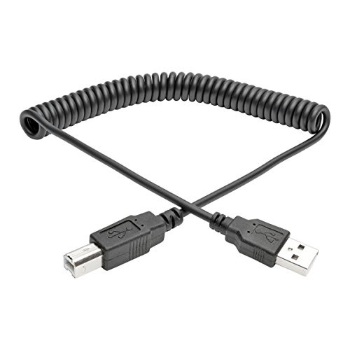 Tripp Lite 10 ft. Hi-Speed USB 2.0 to USB-B Cable (M/M), Coiled, USB Type-A to Type-B (U022-010-COIL)