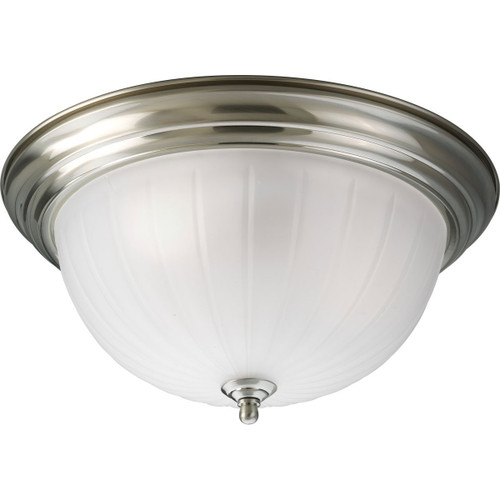 Progress Lighting P3818-09 3-Light Close-To-Ceiling with Etched Ribbed Glass, Brushed Nickel
