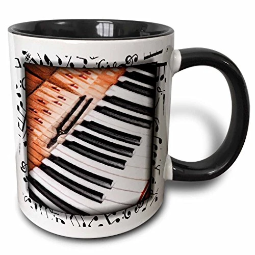 3dRose 25840_4 Insides Of Piano - Two Tone Black Mug, 11 oz, Multicolored