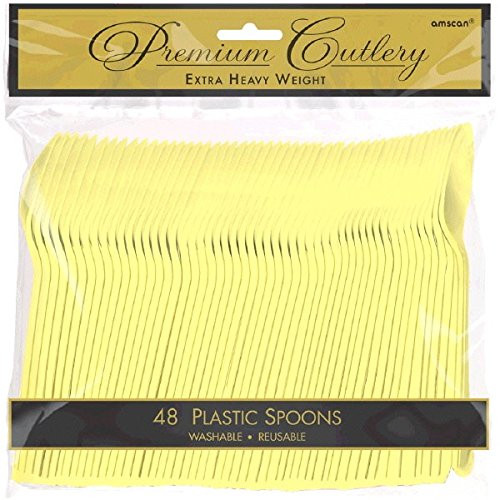 Amscan 8011.13 Premium Heavy Weight disposable-spoons, Standard Size, Yellow