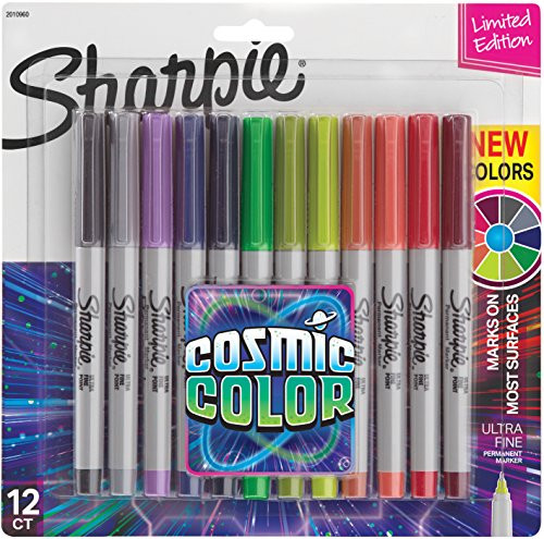 Sharpie Permanent Markers, Ultra Fine Point, Cosmic Color, Limited Edition, 12 Count