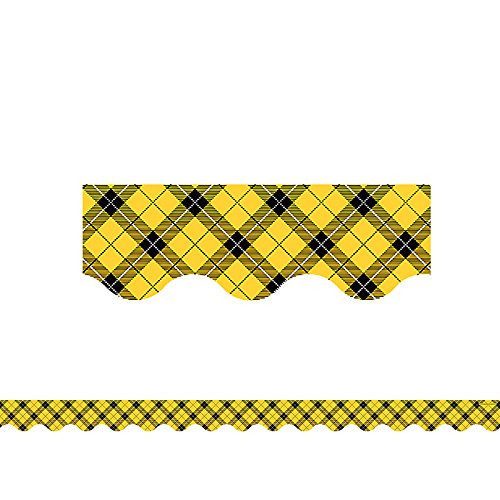 Teacher Created Resources Yellow Plaid Scalloped Border Trim (5662)