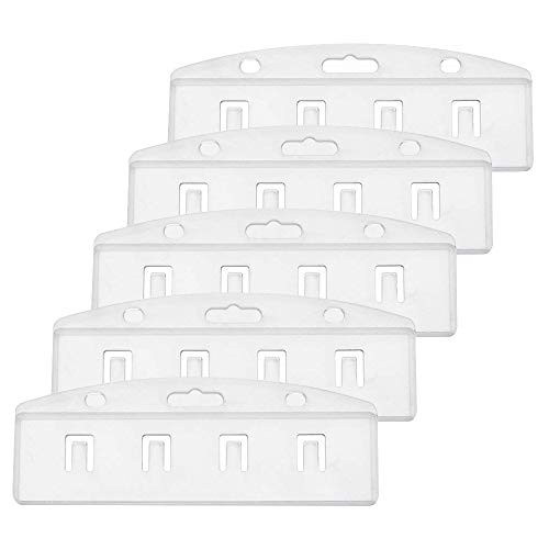 Pawfly 5 Pack Horizontal Half Card Badge Holder for Swipe ID Cards, Frosted Rigid Polycarbonate Plastic