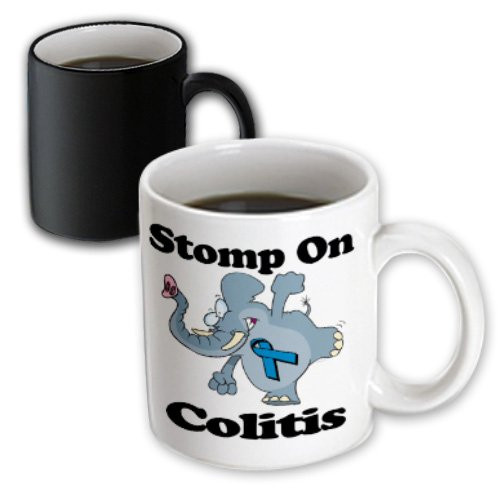 3dRose Elephant Stomp on Colitis Awareness Ribbon Cause Design Magic Transforming Mug, 11-Ounce