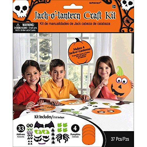 amscan Jack-O-Lantern Halloween Trick or Treat Party Art & Craft Activity Kit (Pack of 37), Multicolor, 7 3/4" x 9 1/4"