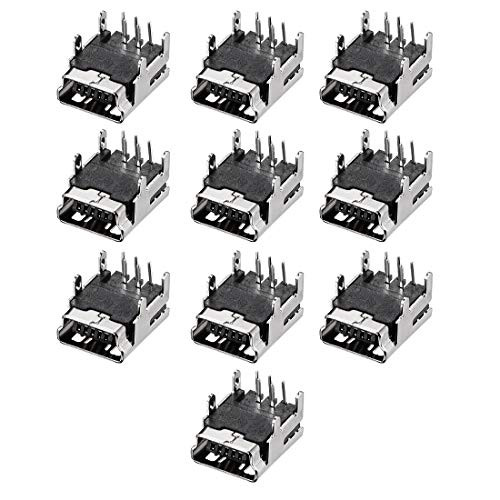 uxcell Mini USB PCB Connector 5P Female Jack 4 Foot 90 Degree Angle 10Pcs