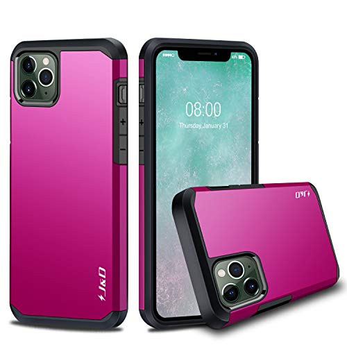 J&D Case Compatible for iPhone 11 Pro Case, Heavy Duty [Dual Layer] Hybrid Shock Proof Protective Rugged Bumper Case for iPhone 11 Pro Case - [Not for iPhone 11/iPhone 11 Pro Max] - Fuchsia Pink