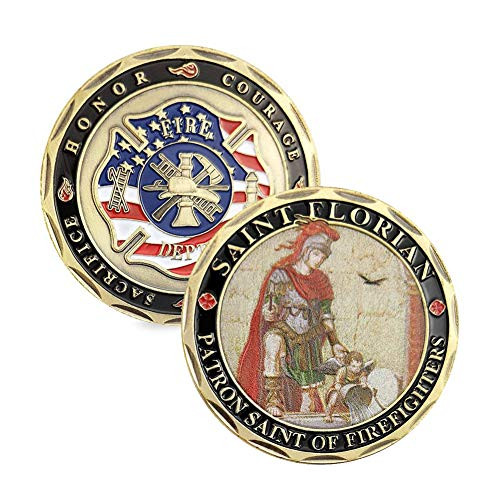 St. Florian Patron Saint of Firefighters with Prayer Challenge Coin St. Florian Patron Saint of Firefighters with Prayer Challenge Coin
