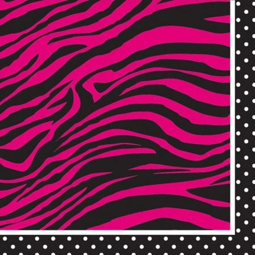 Creative Converting Pink Zebra Boutique Beverage Napkins, 16 Count