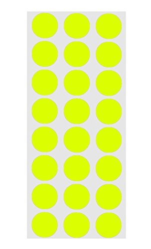 ChromaLabel 1/2 Inch Round Permanent Color-Code Dot Stickers, 1200 Pack, 24 Labels per Sheet, Fluorescent Yellow