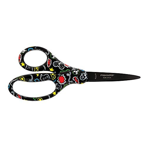 Fiskars 124582-1025 Non-stick Student Scissors, 7 Inch, Patches