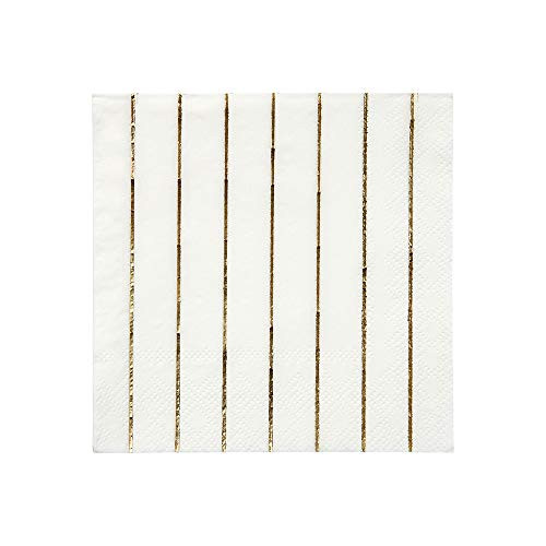 Meri Meri Gold Stripe Small Napkins - Pack of 16 - Perfect for Themed Parties, Holidays