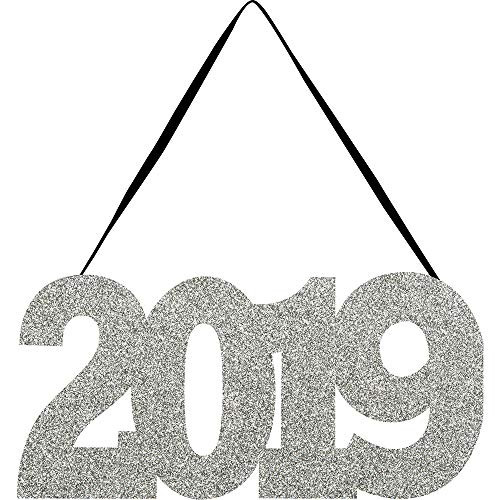 Creative Converting 331291case 2019 Glitter Hanging Signs, One Size, Silver