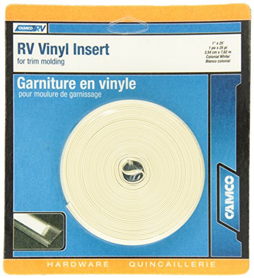 Camco 25123 Vinyl Trim Insert (1" x 25', Off-White)