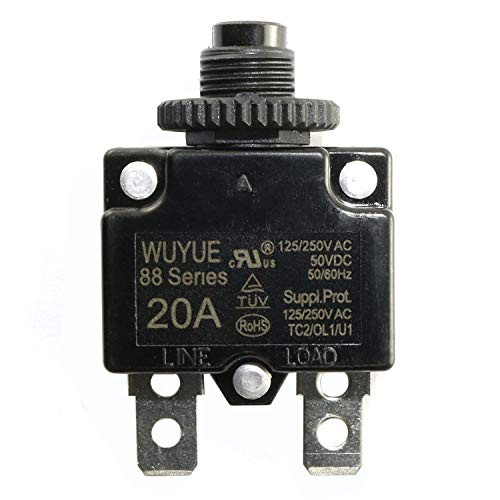 RuiLing 1-Pack Thermal Switch Circuit Breaker Overload Protector 20A Mini Size Push Reset Button Switch