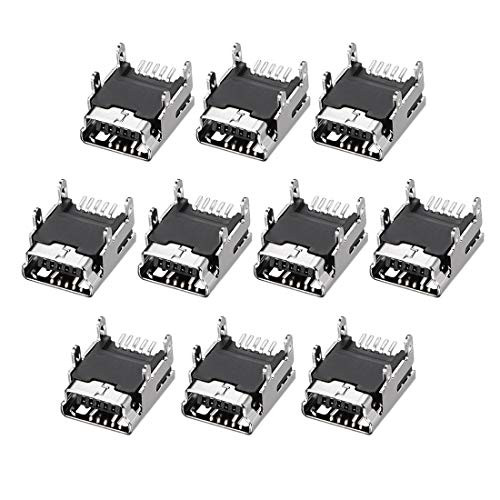 uxcell Mini USB PCB Connector Type-B 5P SMT Vertical Insert Straight Angle 10pcs