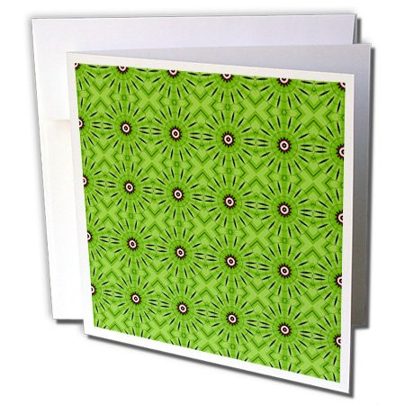 3dRose Pretty Green Fan Circles With Deep Blue and White Centers Kaleidoscope Pattern - Greeting Cards, 6 x 6 inches, set of 12 (gc_77990_2)