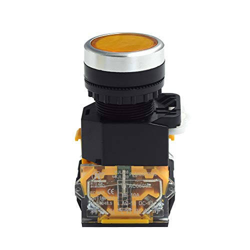 BokWin 22mm DPST 1 NO 1 NC Momentary Orange Round Push Button Switch