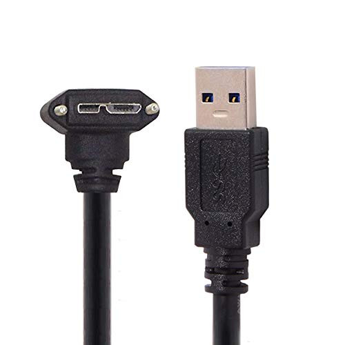 CY Micro USB Screw Mount 90 Degree Down Angled to USB 3.0 A Type Data Cable 1.2m