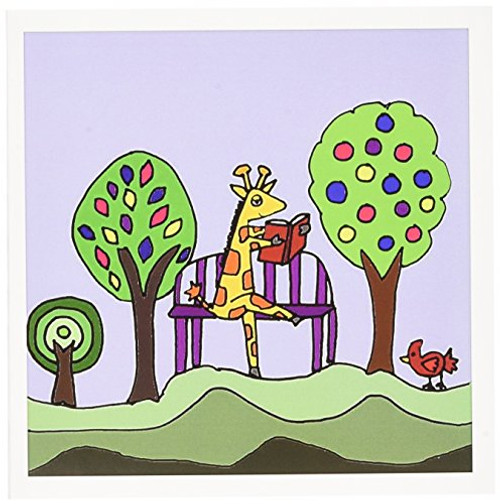 3dRose Greeting Cards, 6 x 6 Inches, Pack of 12, Funny Folk Art Giraffe Reading on Park Bench (gc_201811_2) 3dRose Greeting Cards, 6 x 6 Inches, Pack of 12, Funny Folk Art Giraffe Reading on Park Bench (gc_201811_2)