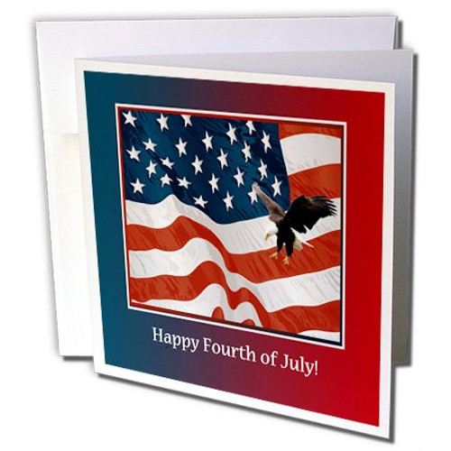 3dRose Greeting Cards, Eagle Landing on US Flag Happy Fourth of July, 6 x 6 Inches, Pack of 12 (gc_212756_2) 3dRose Greeting Cards, Eagle Landing on US Flag Happy Fourth of July, 6 x 6 Inches, Pack of 12 (gc_212756_2)