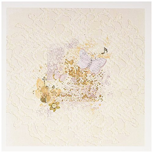 3dRose Greeting Cards, 6 x 6 Inches, Pack of 12, Butterflies Music Notes and Violin with Flowers (gc_154907_2)