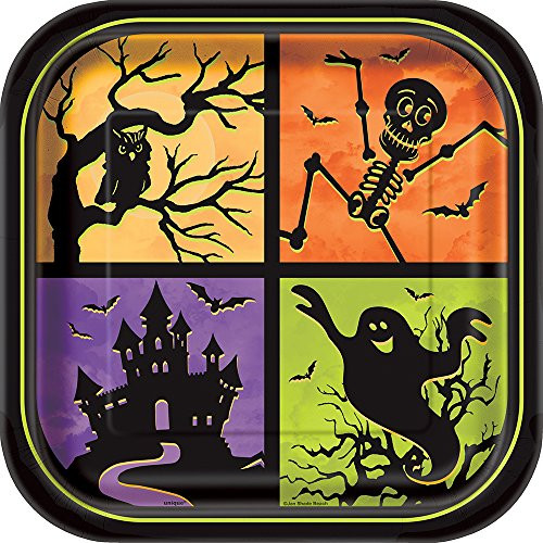 Square Haunted House Halloween Dinner Plates, 8ct