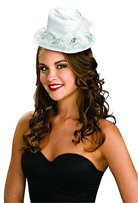 Rubie's Costume Co. 49881 White Satin Mini Top Hat with Sl Costume, One Size, Multicolor