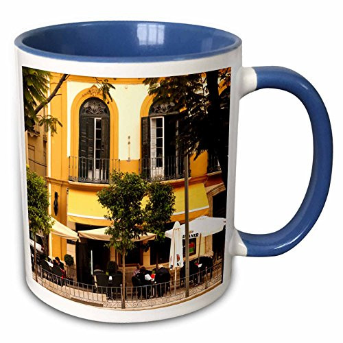 3dRose 139543_6 Spain, Malaga, Plaza De La Merced, Outdoor Cafes Mug, 11 oz, Blue