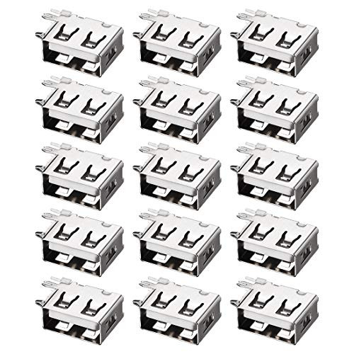 uxcell PCB USB Connector Type-A Short Body 10.0 Side Insert Straight Edge Female Jack 15Pcs