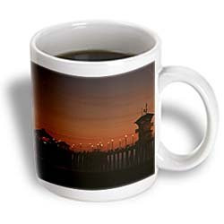 3dRose Sunset by California Pier at Huntington Beach, Ceramic Mug, 11-Oz